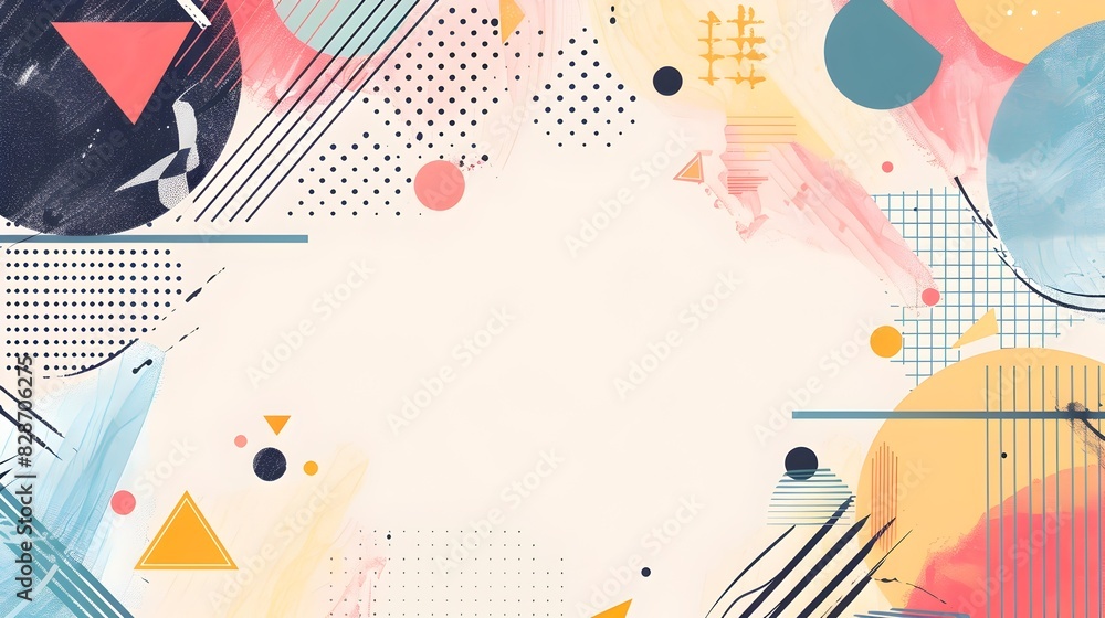 Obraz premium Captivating Geometric Composition with Vibrant Shapes and Lines for Striking Backdrop or Design