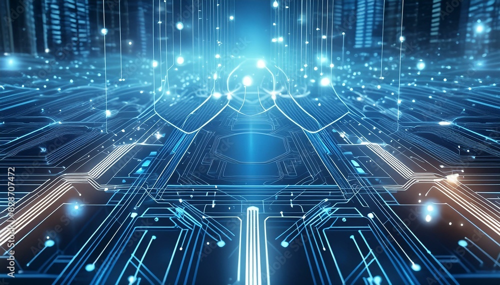 Futuristic, circuit and cyber computer with server in cloud computing, cybersecurity or fast connection. IT, innovation and technology abstract with motherboard system hardware for speed online Futuristic, circuit and cyber computer with server in cloud computing, cybersecurity or fast connection. IT, innovation and technology abstract with motherboard system hardware for speed online