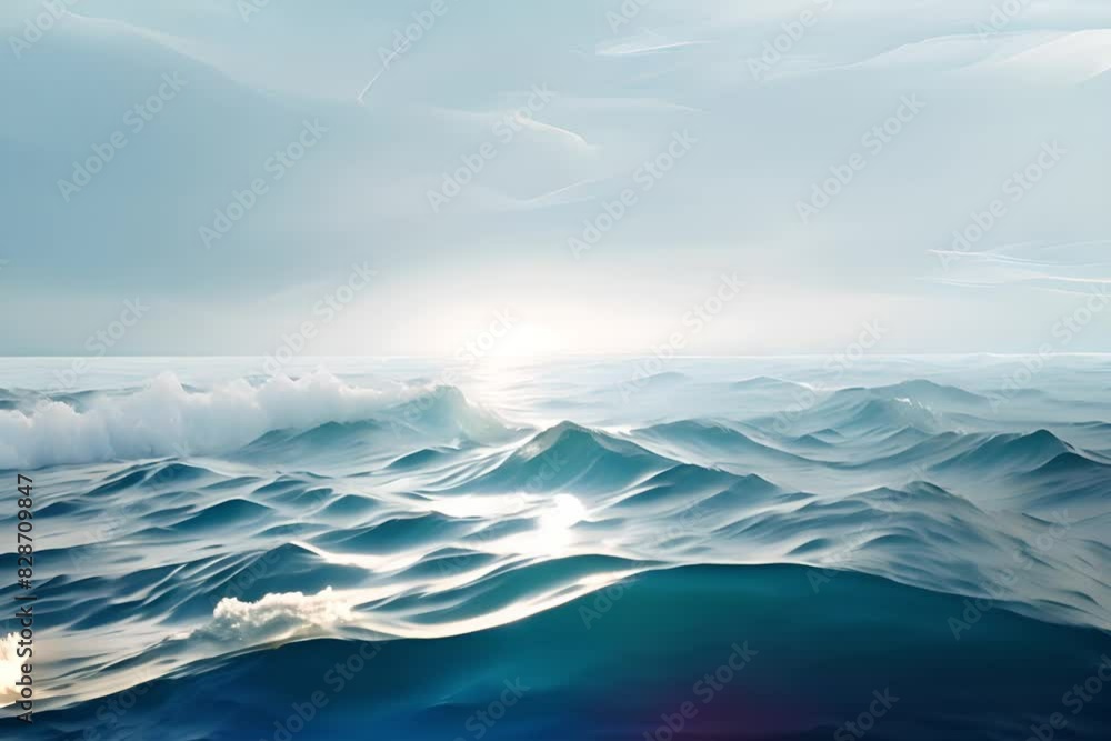 View of waves on the blue sea with clear weather View of waves on the blue sea with clear weather