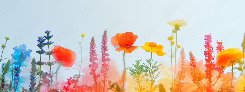 Vibrant Watercolor Flowers on White Background for Spring Designs Generative AI