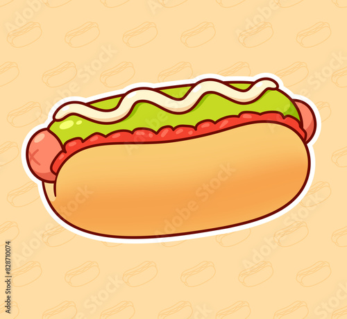 Completo, Chilean avocado hot dog drawing