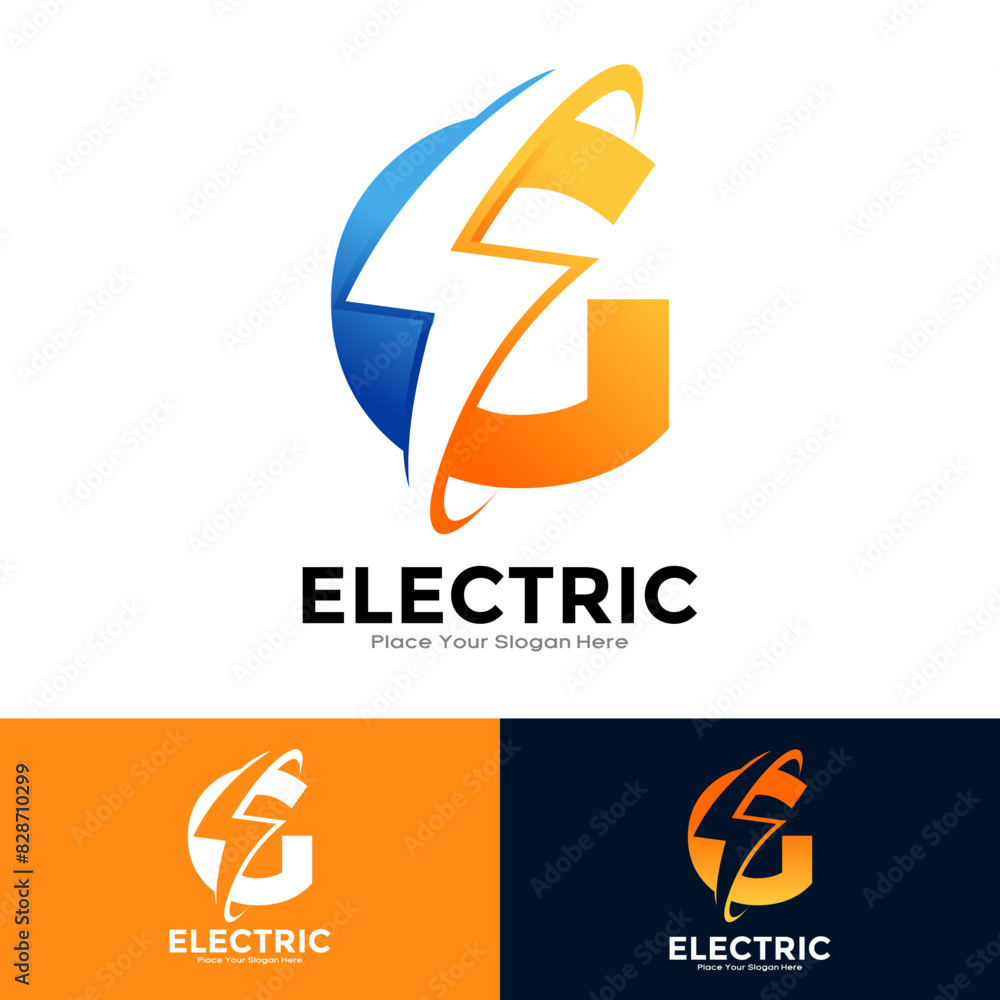 Letter G Electric Logo vector template. Suitable for initial Lightning Bolt, corporate, technology, and poster illustration symbol Letter G Electric Logo vector template. Suitable for initial Lightning Bolt, corporate, technology, and poster illustration symbol