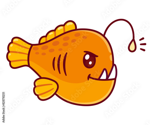 Cute cartoon anglerfish drawing
