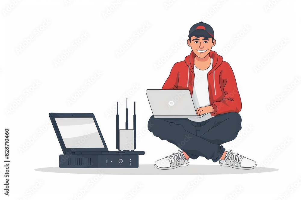 Sleek laptop connected to a secure network, emphasizing the importance of cybersecurity in personal computing Sleek laptop connected to a secure network, emphasizing the importance of cybersecurity in personal computing