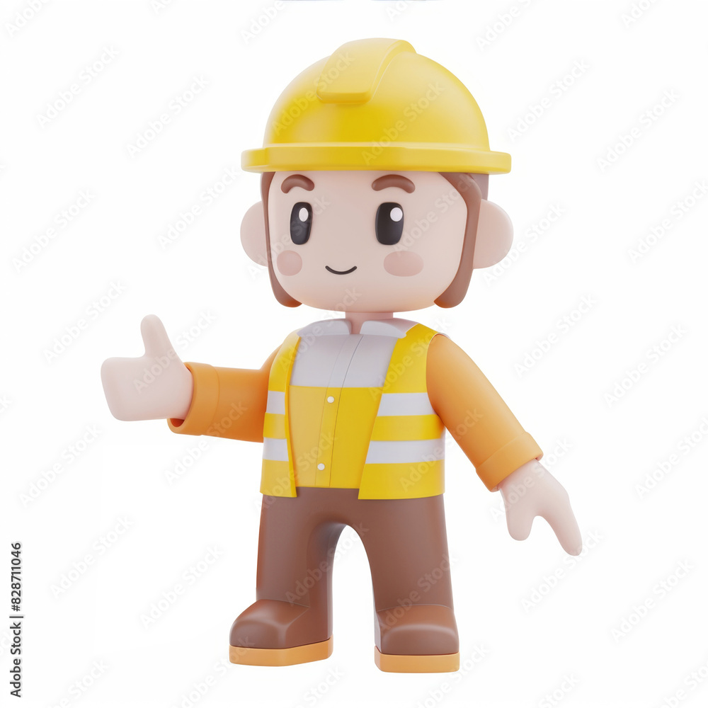 worker icon in 3D style on a white background