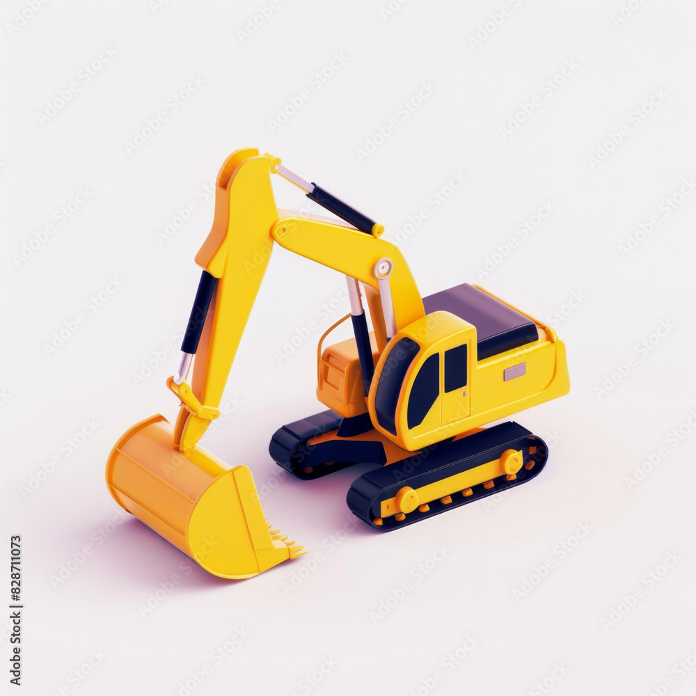 Fototapeta premium excavator icon in 3D style on a white background