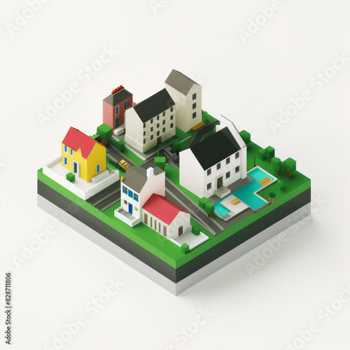 town icon in 3D style on a white background