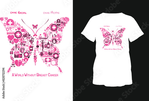 Butterfly Breast Cancer Awareness t-shirt design