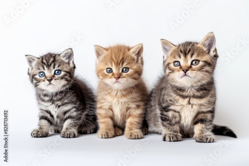 Adorable Kittens on White Background Generative AI