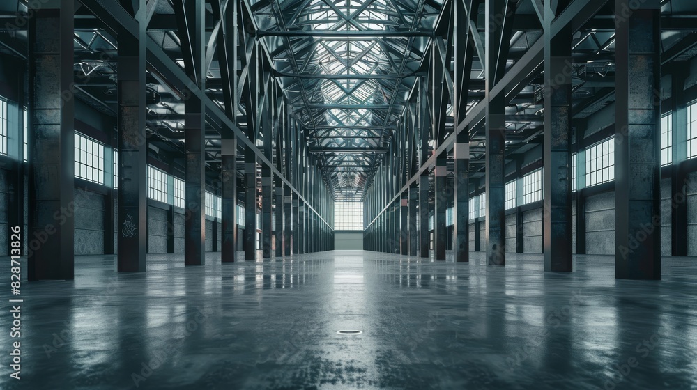 Stunning view of an interior filled with intersecting steel beams, isolated background, studio lighting, perfect for ads Stunning view of an interior filled with intersecting steel beams, isolated background, studio lighting, perfect for ads