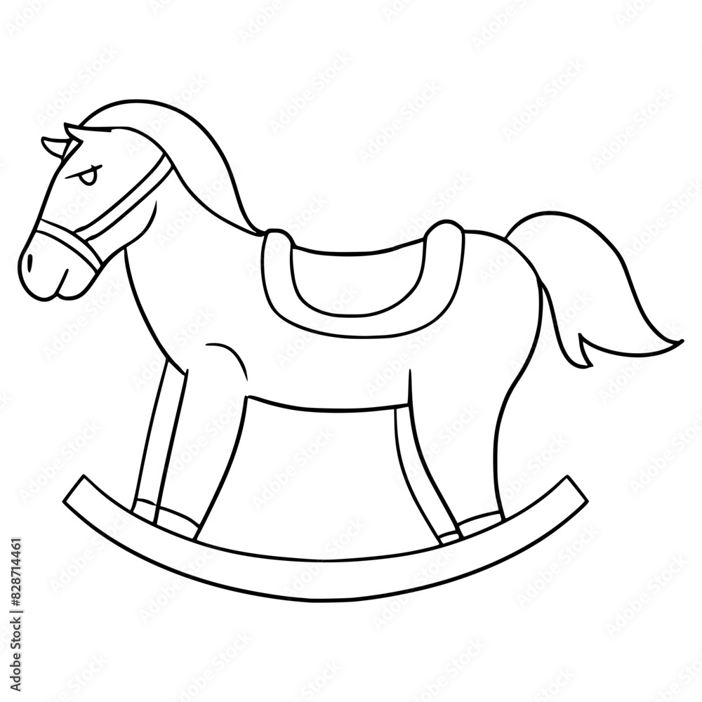 rocking horse illustration hand drawn outline vector rocking horse illustration hand drawn outline vector