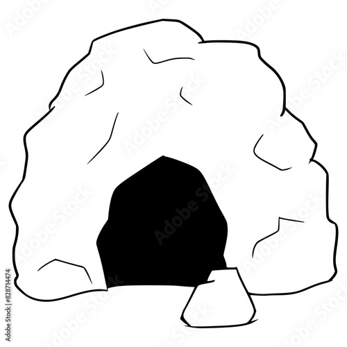 entrance cave illustration hand drawn outline vector