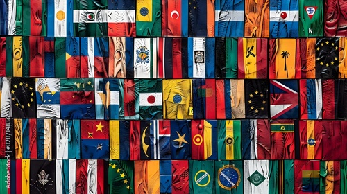 Diverse Flags Representing the Unity of Nations on a Global Stage photo
