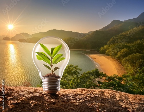 energy-saving light bulb. An innovation concept photo