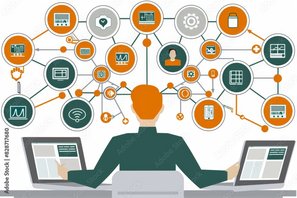Efficient management of digital workflows in a corporate setting, illustrating streamlined operations and enhanced productivity Efficient management of digital workflows in a corporate setting, illustrating streamlined operations and enhanced productivity