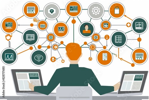 Efficient management of digital workflows in a corporate setting, illustrating streamlined operations and enhanced productivity