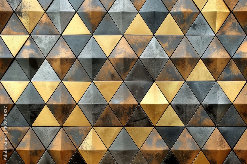 Metallic geometric mosaic wallpaper pattern with abstract triangles. Metallic geometric mosaic wallpaper pattern with abstract triangles.