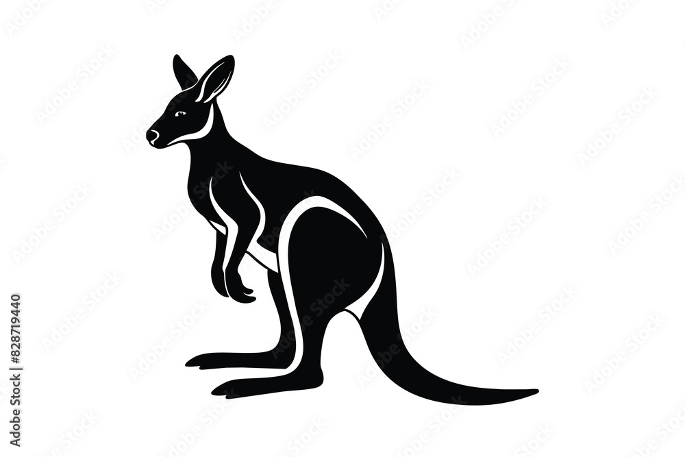 Fototapeta premium Wallaby Silhouette Vector illustration design