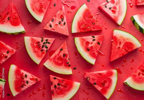 Slices of watermelon. Fruit background © seralex