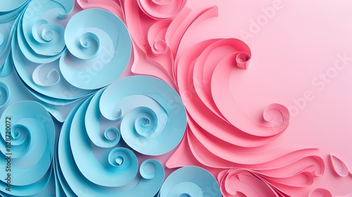 Exquisite Paper Craft Layers Forming Tranquil Pink and Blue Abstract Wallpaper Background photo