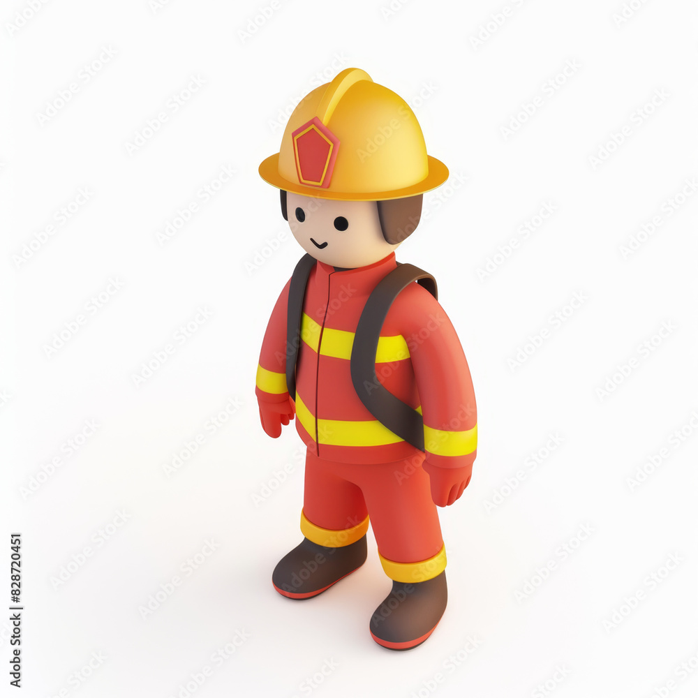firefighter icon in 3D style on a white background