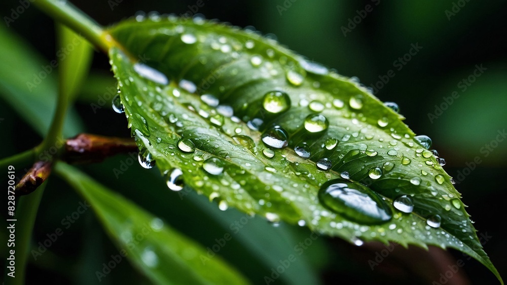 water drops on a leaf
