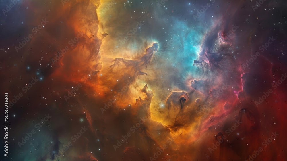 Fototapeta premium Cosmos background with stardust, nebula and stars. Galaxy backdrop. Infinite universe, milky way