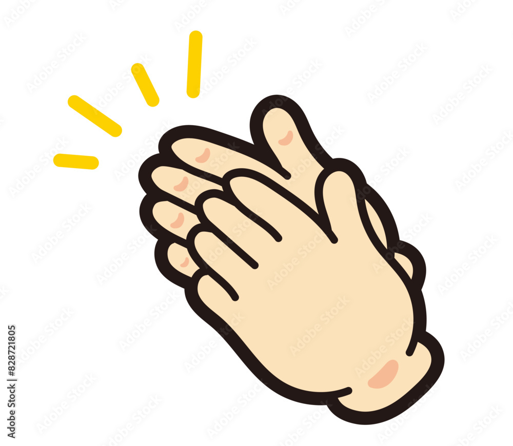 Obraz premium 拍手のハンドサイン。手を叩くピクトグラム。スタンディングオーべション。