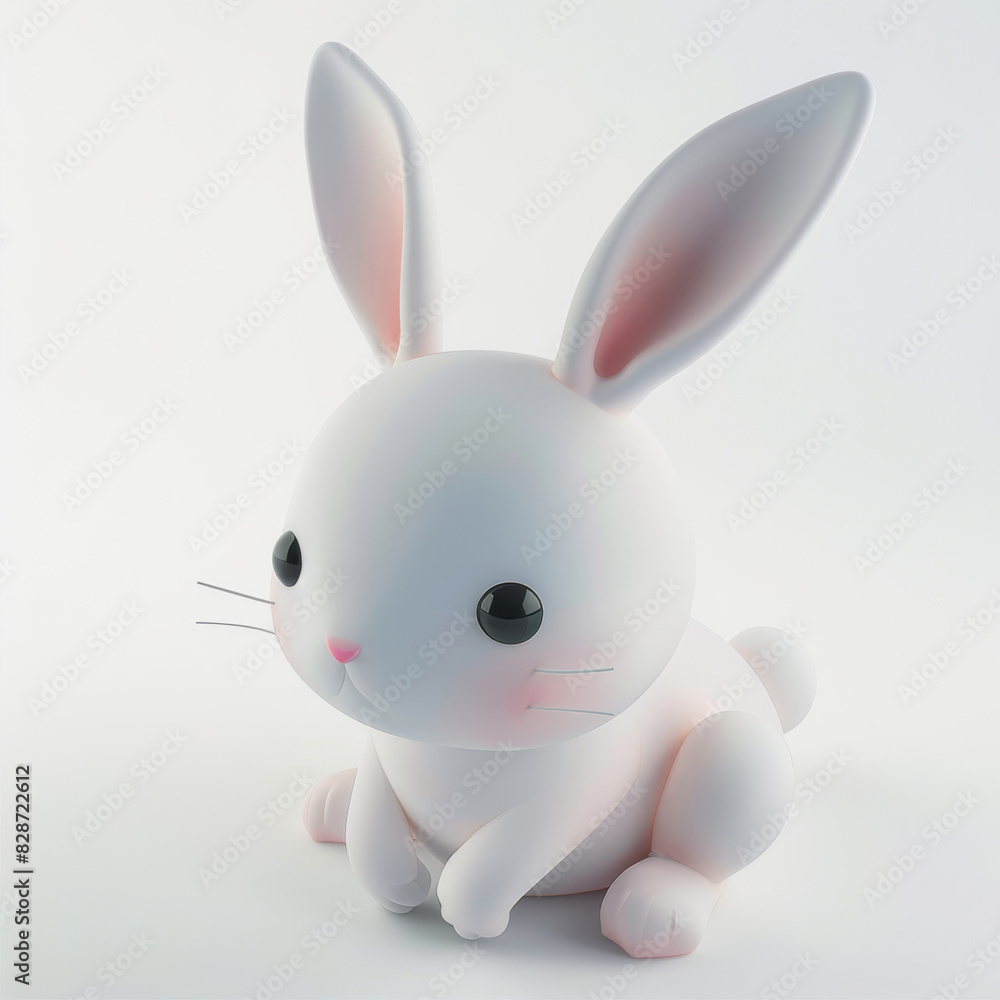 Fototapeta premium rabbit icon in 3D style on a white background