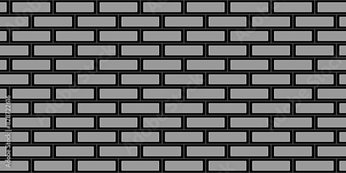 Dark black geometric grid background. Dark grey brick wall pattern cover backdrop. Modern dark abstract vector texture.