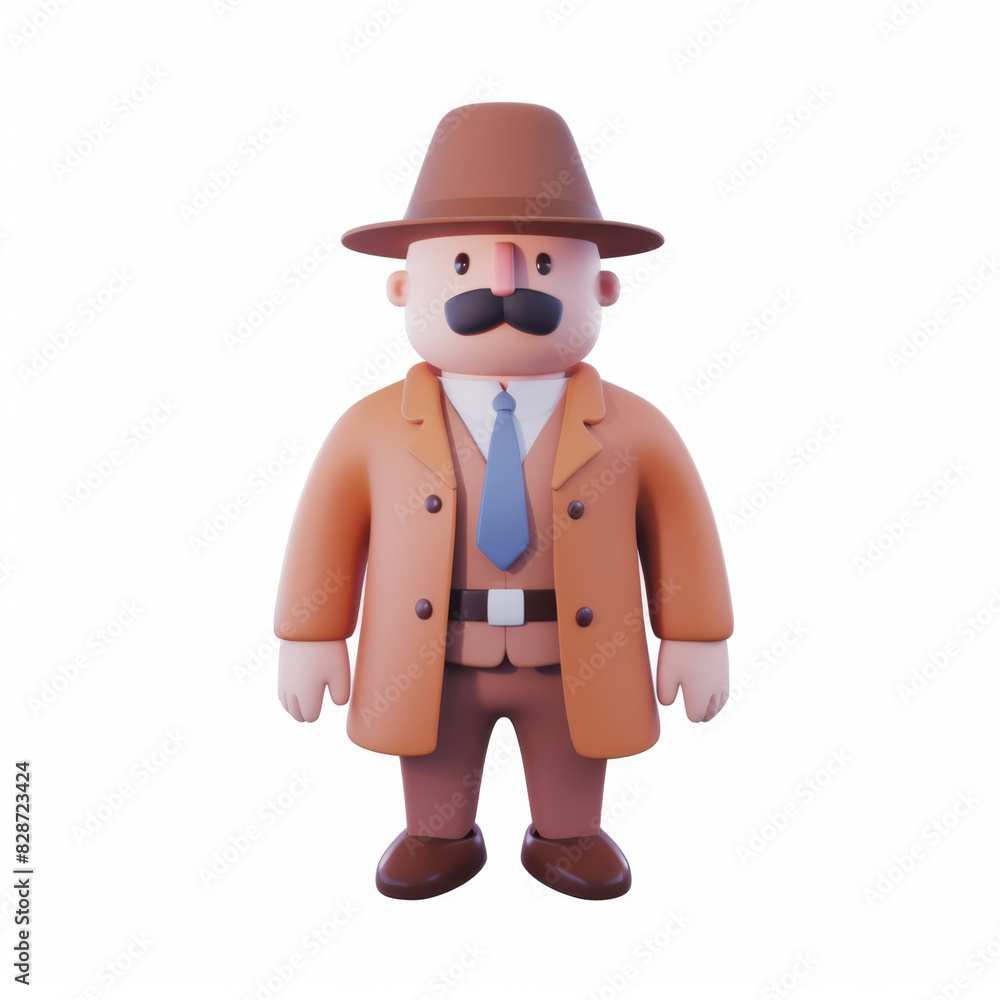 detective, investigator icon in 3D style on a white background detective, investigator icon in 3D style on a white background