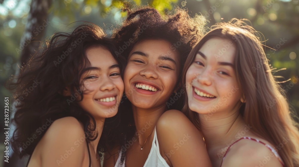 Diverse Friends Enjoying a Stroll in the Park Generative AI Diverse Friends Enjoying a Stroll in the Park Generative AI