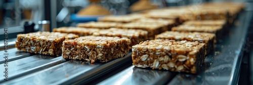 Production line of cereal bars photo