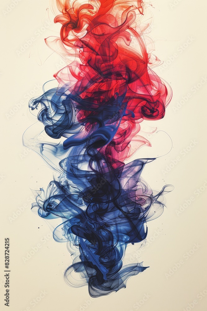 Fototapeta premium Red, White and Blue Smoke Billowing in the Air
