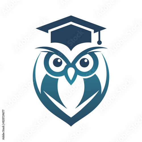 a minimalist Education Logo vector art illustration with a Graduation Owl icon logo