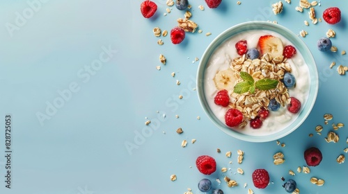 Vibrant Breakfast Scene with Fresh Fruits and Yogurt Generative AI