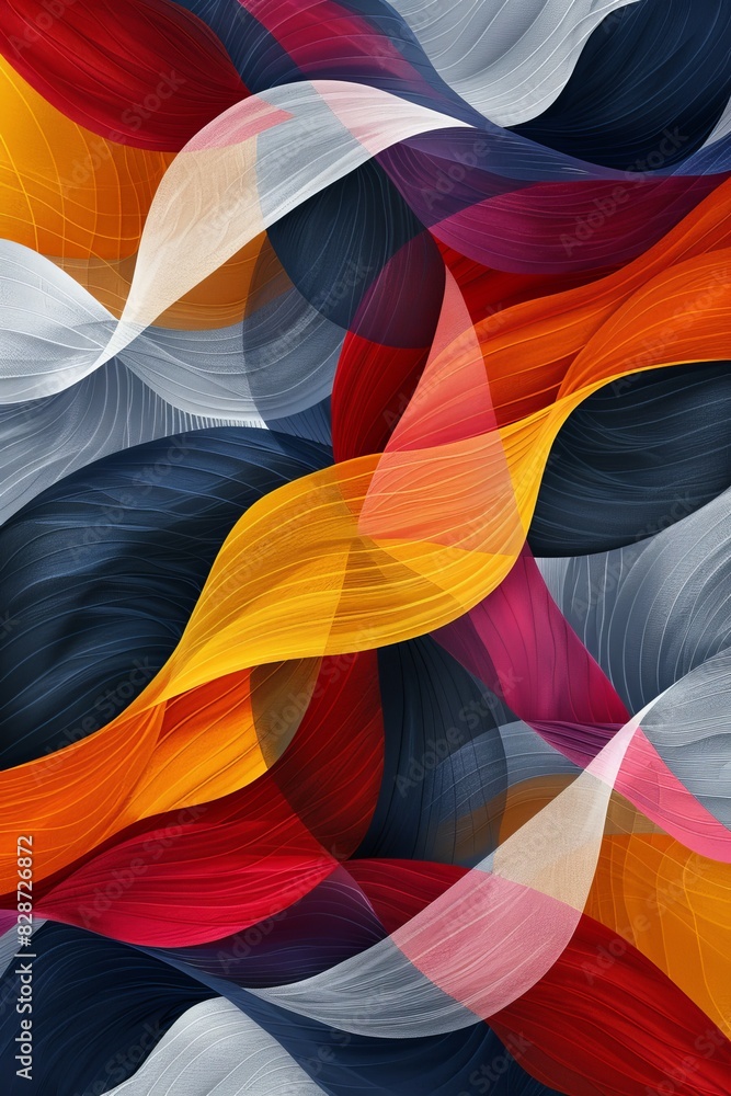 Fototapeta premium Colorful Abstract Painting With Wavy Lines