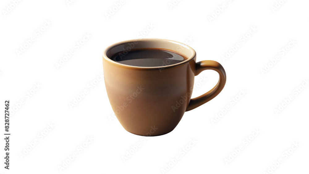 Isolated on white, a ceramic coffee cup filled with a hot brown beverage steams with a tempting aroma Isolated on white, a ceramic coffee cup filled with a hot brown beverage steams with a tempting aroma