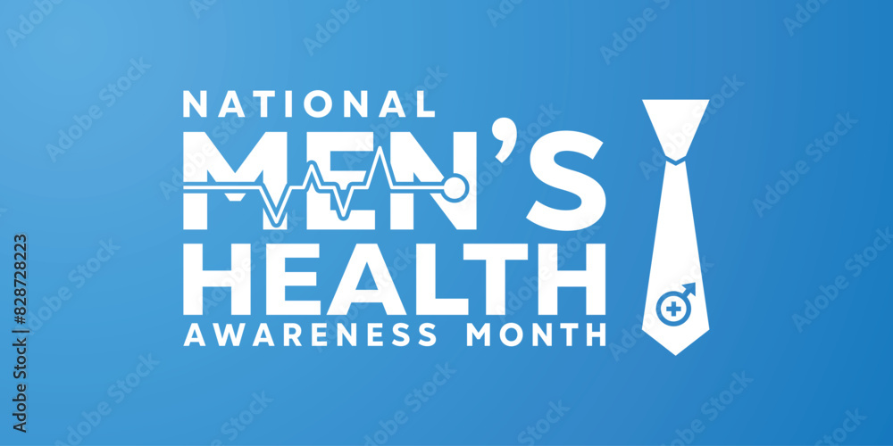 National Mens Health Awareness Month. Great for cards, banners, posters, social media and more. Blue background. National Mens Health Awareness Month. Great for cards, banners, posters, social media and more. Blue background.