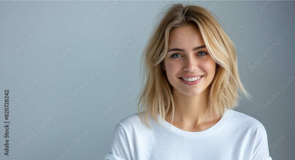 Portrait of blonde woman with shoulder length hair Portrait of blonde woman with shoulder length hair