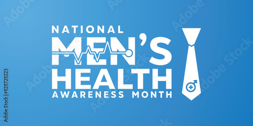 National Mens Health Awareness Month.  Great for cards, banners, posters, social media and more. Blue background. 