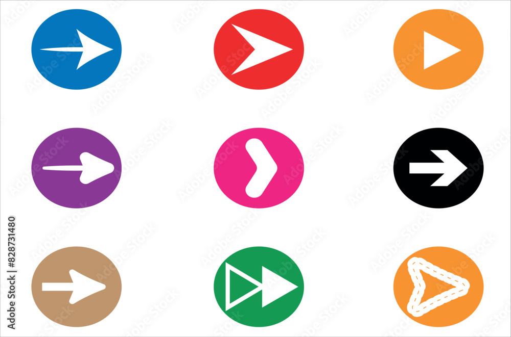9 large arrow icons. Set of arrows. For web and applications. Isolated on white background. Vector illustration 9 large arrow icons. Set of arrows. For web and applications. Isolated on white background. Vector illustration