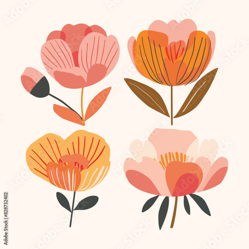 simple drawing flower vector