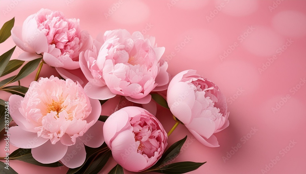Peonies on a bright smooth pink background Peonies on a bright smooth pink background