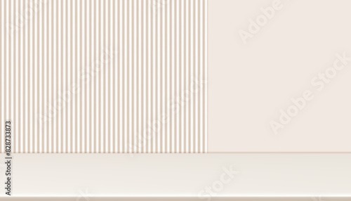 Studio Background,Empty 3d Display Room Beige Wall Striped Wave Texture Pattern with Podium for Product Present,Backdrop Stage Stand Concept for Autumn,Fall Season sale