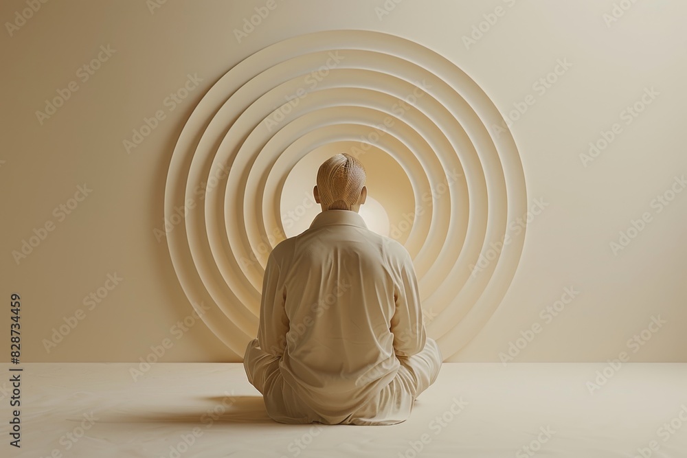 Meditation and mindfulness in a tech setting, combining traditional practices with modern wireless connectivity Meditation and mindfulness in a tech setting, combining traditional practices with modern wireless connectivity