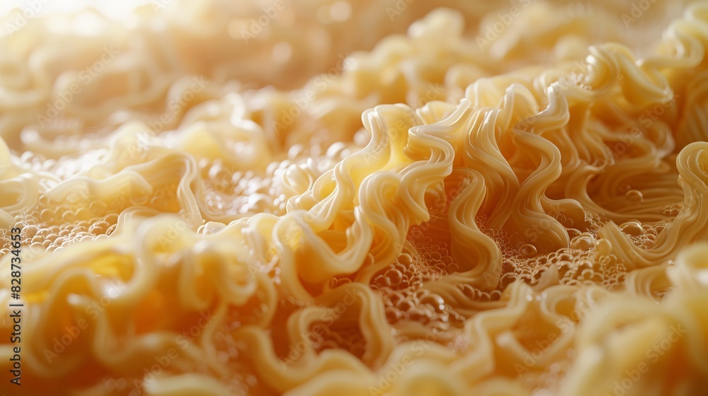 Close-up of raw ramen noodles in a spiral formation, highlighting their texture for enticing food ads Close-up of raw ramen noodles in a spiral formation, highlighting their texture for enticing food ads