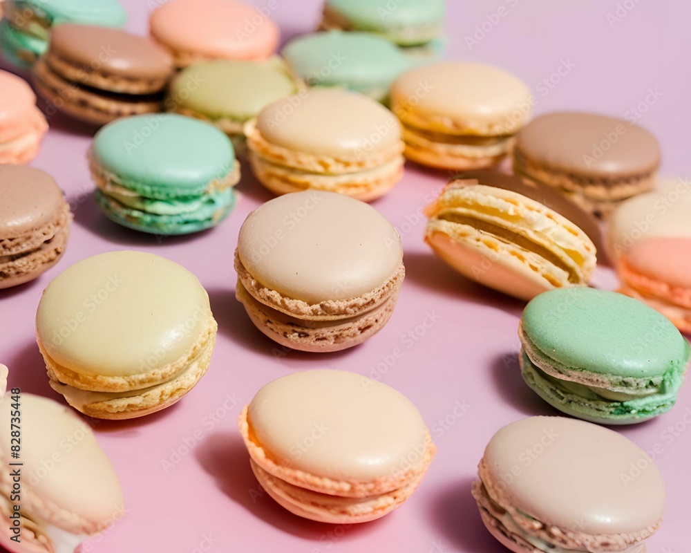 Fototapeta premium colorful macaroons on a wooden background