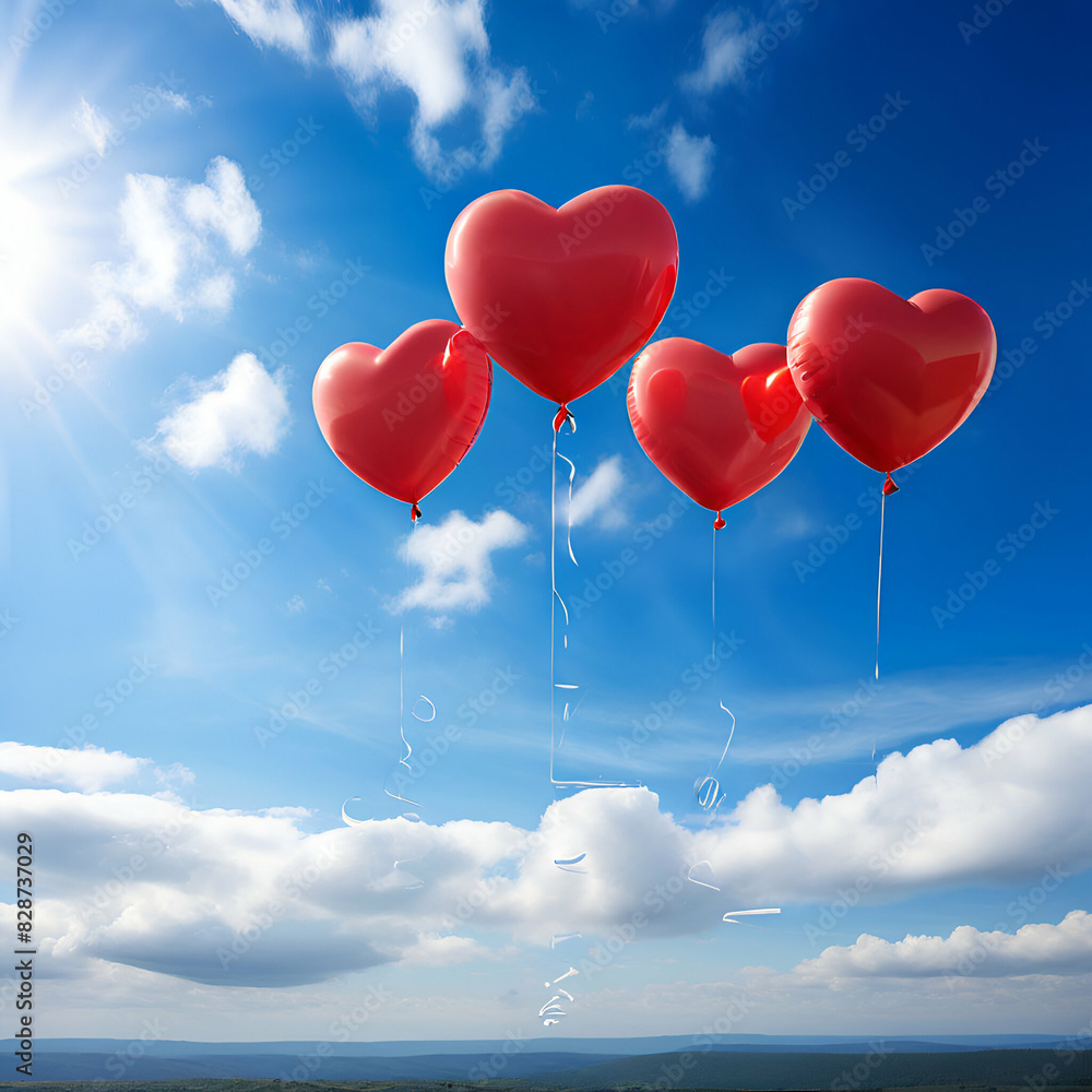 a bunch of heart shaped balloons floating in the air with Red Heart shaped balloons composition on a solid Love design
a blue sky in the back ground, a bunch of heart shaped balloons floating in the air with Red Heart shaped balloons composition on a solid Love design
a blue sky in the back ground,