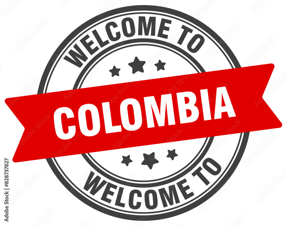 Welcome to Colombia stamp. Colombia round sign Welcome to Colombia stamp. Colombia round sign